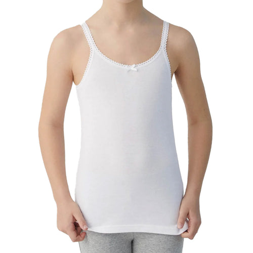 Camiseta Blanca Tirante Delgado Algodón Niña