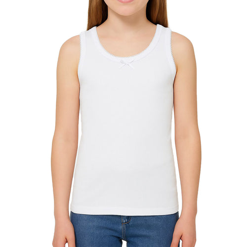 Camiseta Blanca Tirante Grueso Algodón Niña