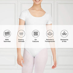 Leotardo Seamless Manga Corta Sin Costuras Niña