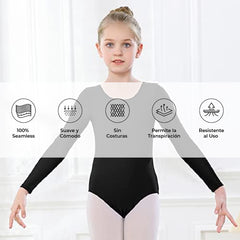 Leotardo Seamless Manga Larga Sin Costuras Niña