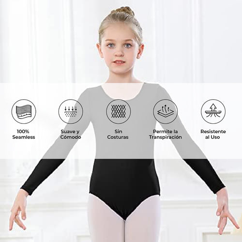 Leotardo Seamless Manga Larga Sin Costuras Niña