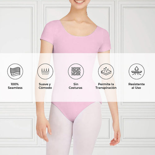 Leotardo Seamless Manga Corta Sin Costuras Niña