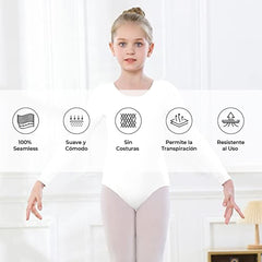 Leotardo Seamless Manga Larga Sin Costuras Niña