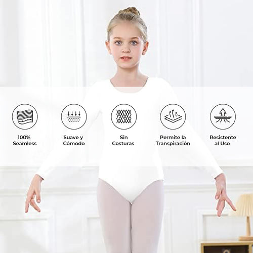 Leotardo Seamless Manga Larga Sin Costuras Niña