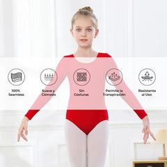 Leotardo Seamless Manga Larga Sin Costuras Niña