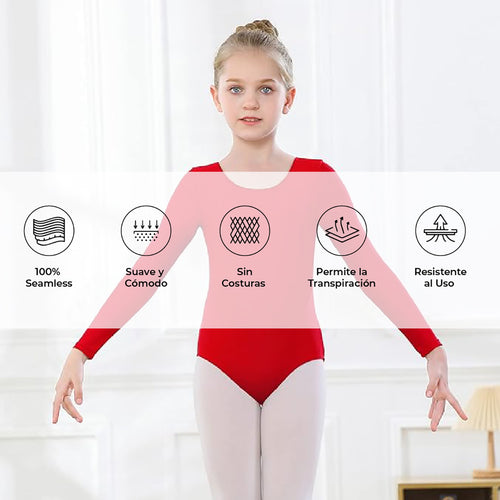 Leotardo Seamless Manga Larga Sin Costuras Niña