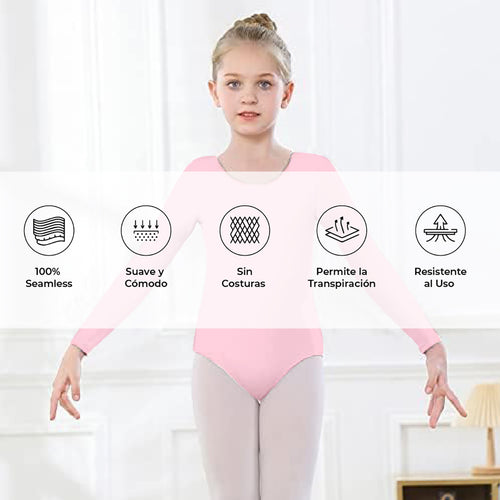 Leotardo Seamless Manga Larga Sin Costuras Niña