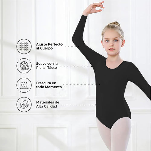 Leotardo Seamless Manga Larga Sin Costuras Niña