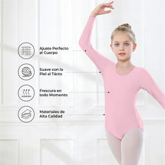 Leotardo Seamless Manga Larga Sin Costuras Niña