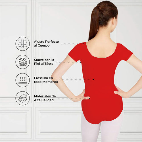 Leotardo Seamless Manga Corta Sin Costuras Niña