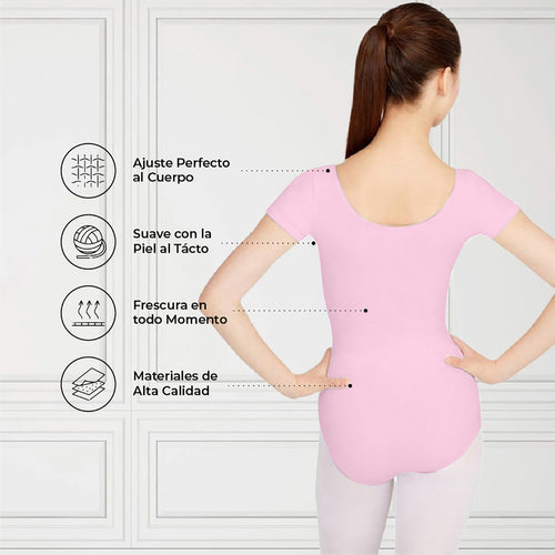 Leotardo Seamless Manga Corta Sin Costuras Niña