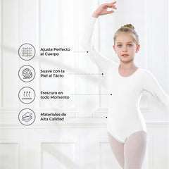 Leotardo Seamless Manga Larga Sin Costuras Niña