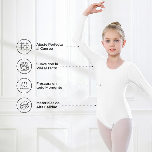Leotardo Seamless Manga Larga Sin Costuras Niña