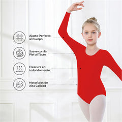 Leotardo Seamless Manga Larga Sin Costuras Niña