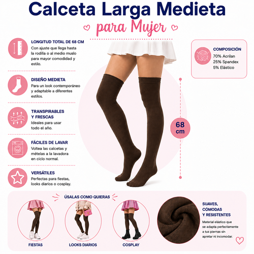 Calceta Larga Medieta Marrón by Don Calcetín