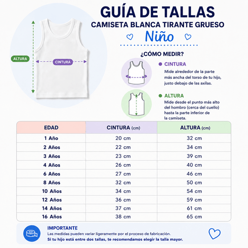 3 Pzs. Camiseta Blanca Tirante Grueso Niño - Don Calcetín