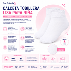 Calceta Tobillera Escolar Liso Niña 6 Pares by Don Calcetín