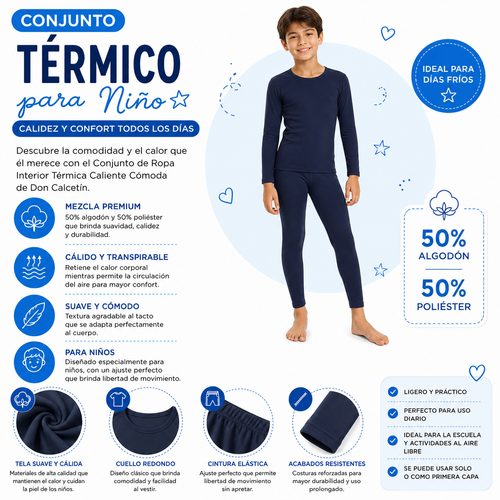 Conjunto De Ropa Interior Térmica Niño by Don Calcetín