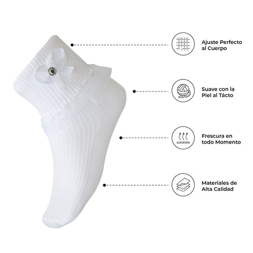 6 Pares Calceta Tobillera Con Encaje Bebe - Don Calcetín