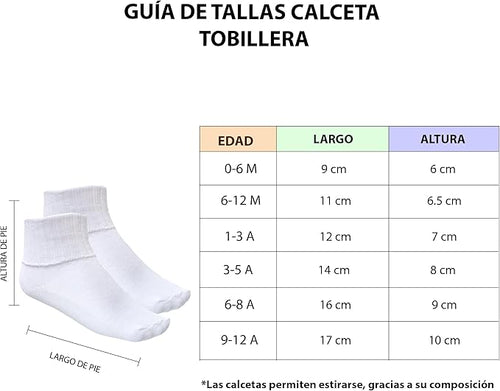 6 Pares Calceta Tobillera Escolar Liso Niña - Don Calcetín