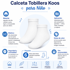 6 Pares Calceta Tobillera Koos Niño - Don Calcetín