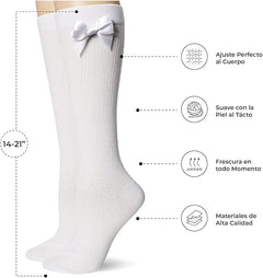 Calceta Escolar Con Moño Suave Niña Calidad Superior