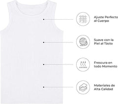 Camiseta Blanca Tirante Grueso Algodón Niño