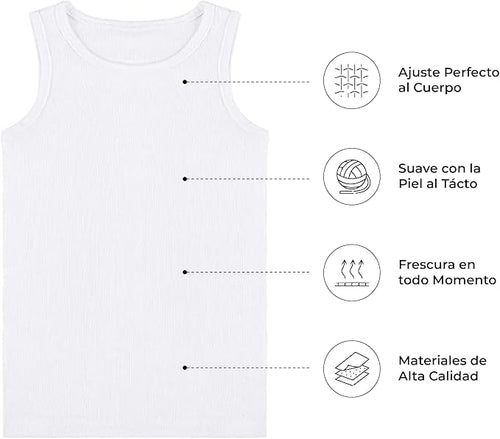 Camiseta Blanca Tirante Grueso Algodón Niño