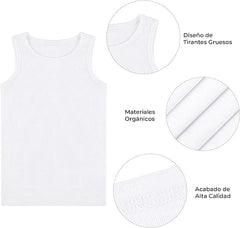Camiseta Blanca Tirante Grueso Algodón Niño