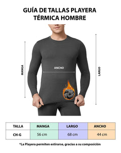 Playera Térmica Manga Larga Hombre Afelpada Caliente