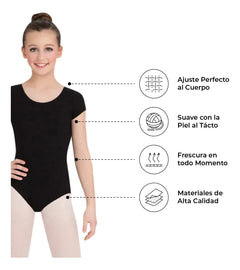 Leotardo Manga Corta Seamless + Malla Nylon Ballet Gimnasia