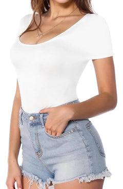 Leotardo Manga Corta Mujer Suave Sin Costuras Danza Vestir