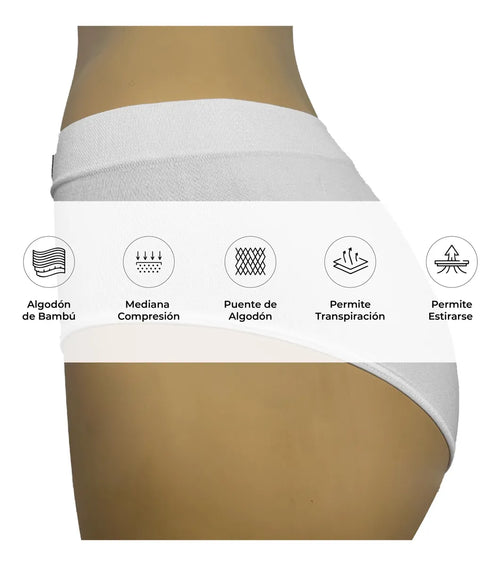 Pantaleta 3/4 Ropa Interior Mujer Algodón Moldea Figura