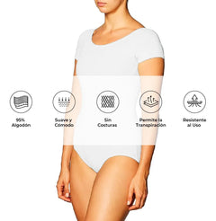 Leotardo Manga Corta Mujer Algodón Danza Ballet Uso Diario