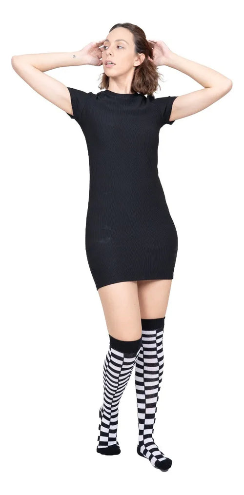 Calceta Larga Medieta Cuadros Tipo Vans