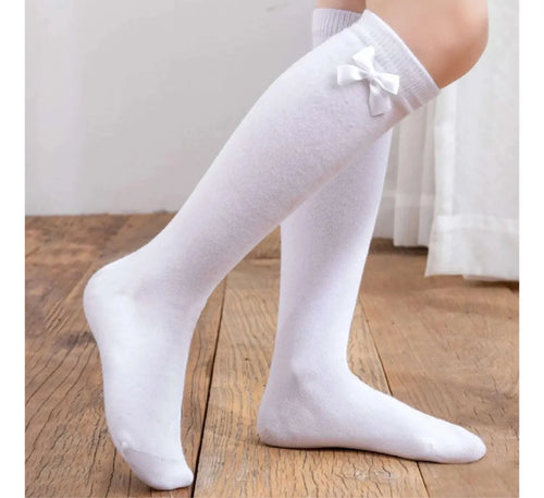 Calceta Escolar Con Moño Suave Niña Calidad Superior