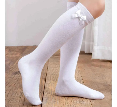 Calcetas Escolares Con Moño - 6 pares - Suave Microfibra Niña