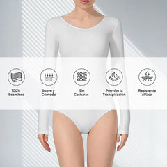 Leotardo Manga Larga Mujer Suave Seamless Danza Vestir