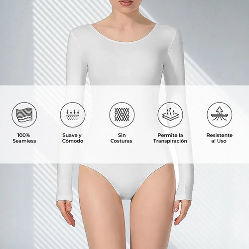 Leotardo Manga Larga Mujer Suave Seamless Danza Vestir
