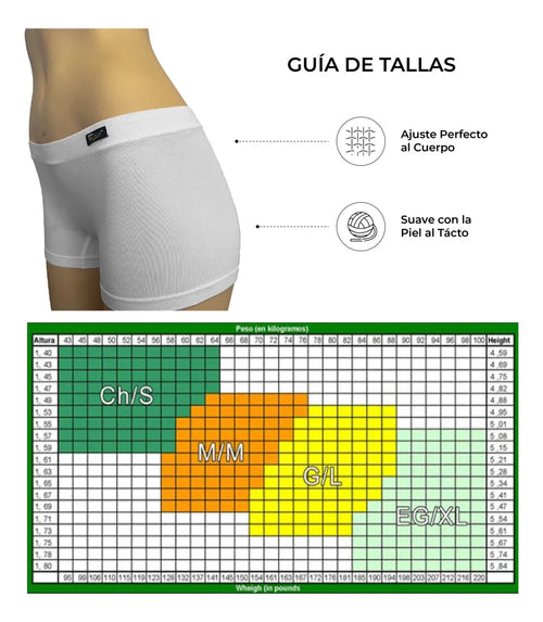 3 Pzs Ropa Interior Mujer Boxer Fibra De Bambú Moldea Figura