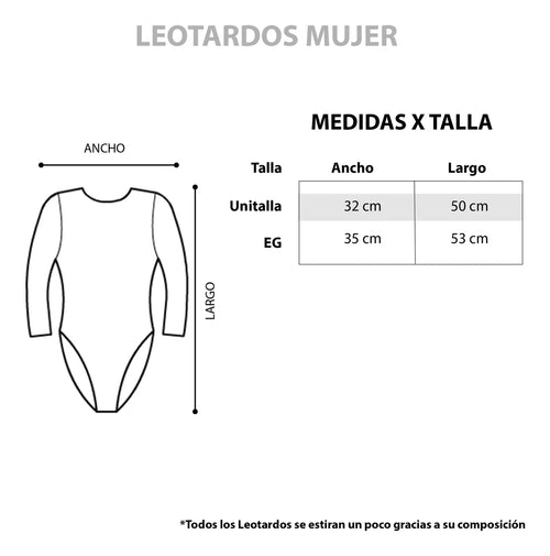 Leotardo Manga Larga Mujer Algodón Danza Ballet Uso Diario