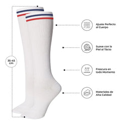 Calceta Escolar Camila Bicolor Rayada Larga