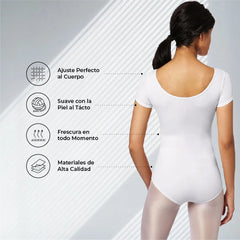 Leotardo Manga Corta Mujer Suave Sin Costuras Danza Vestir