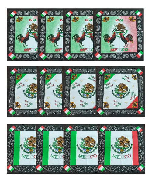12 Paliacates Pañuelo Pashmina Bufanda Viva México Patrio
