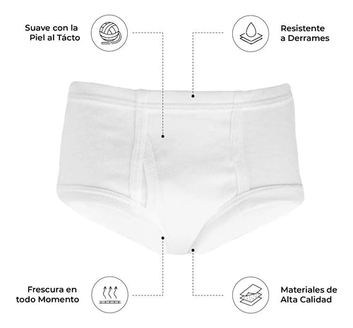 Calzón Trusa Niño Algodón Blanco Suave Alta Calidad 6pzs