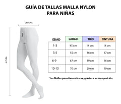 Media Nylon Elástica Semi-transparente Niña