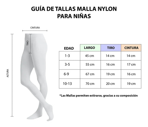 Media Nylon Elástica Semi-transparente Niña