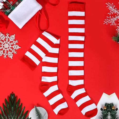 Calceta Larga Medieta Navidad Caramelo Rayada