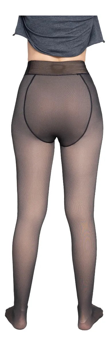 Malla Media Térmica Traslucida Varios Diseños Mujer Forro Polar Afelpado