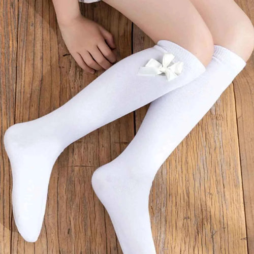 Calcetas Escolares Con Moño - 6 pares - Suave Microfibra Niña